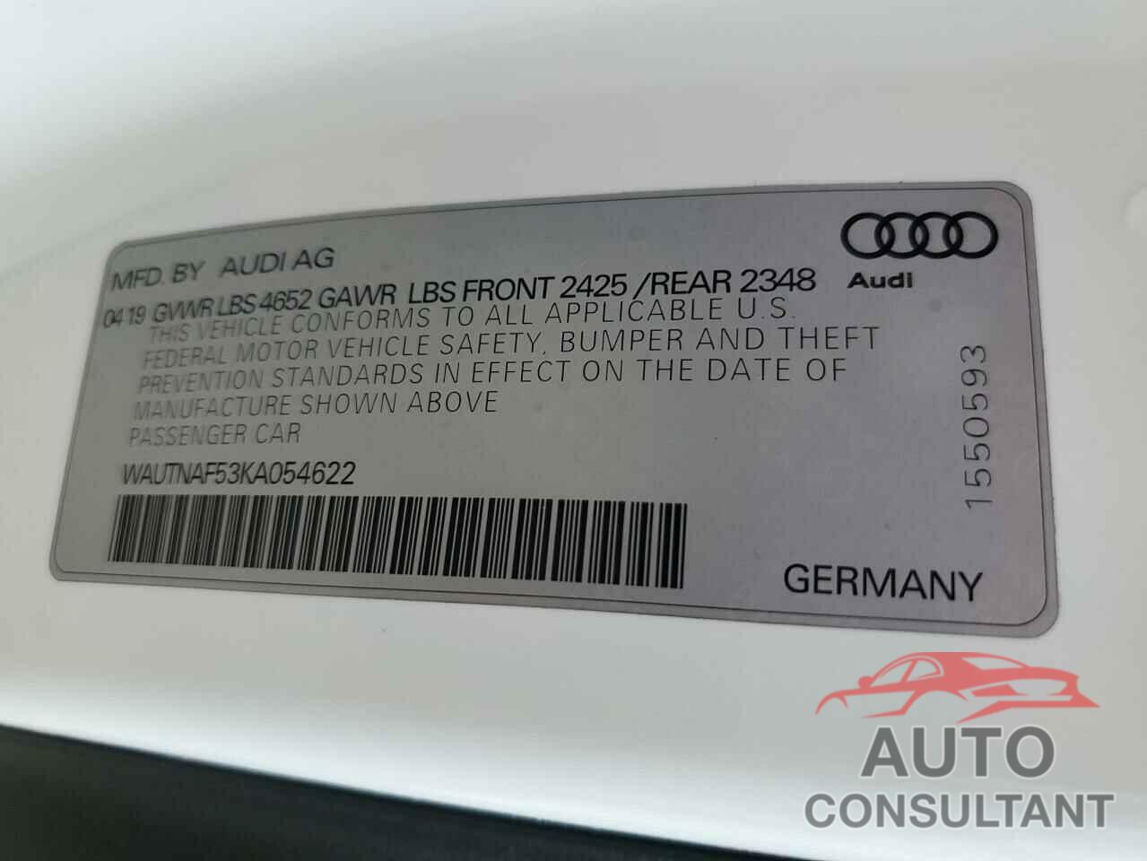 AUDI A5 2019 - WAUTNAF53KA054622