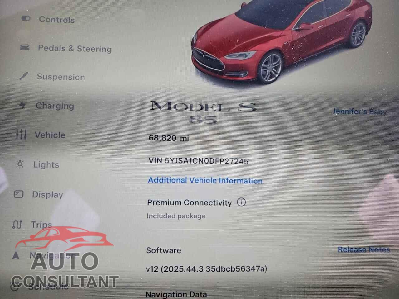 TESLA MODEL S 2013 - 5YJSA1CN0DFP27245