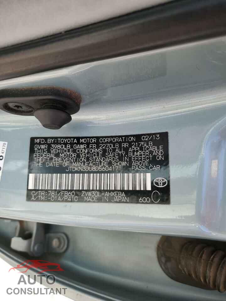 TOYOTA PRIUS 2013 - JTDKN3DU8D5604171