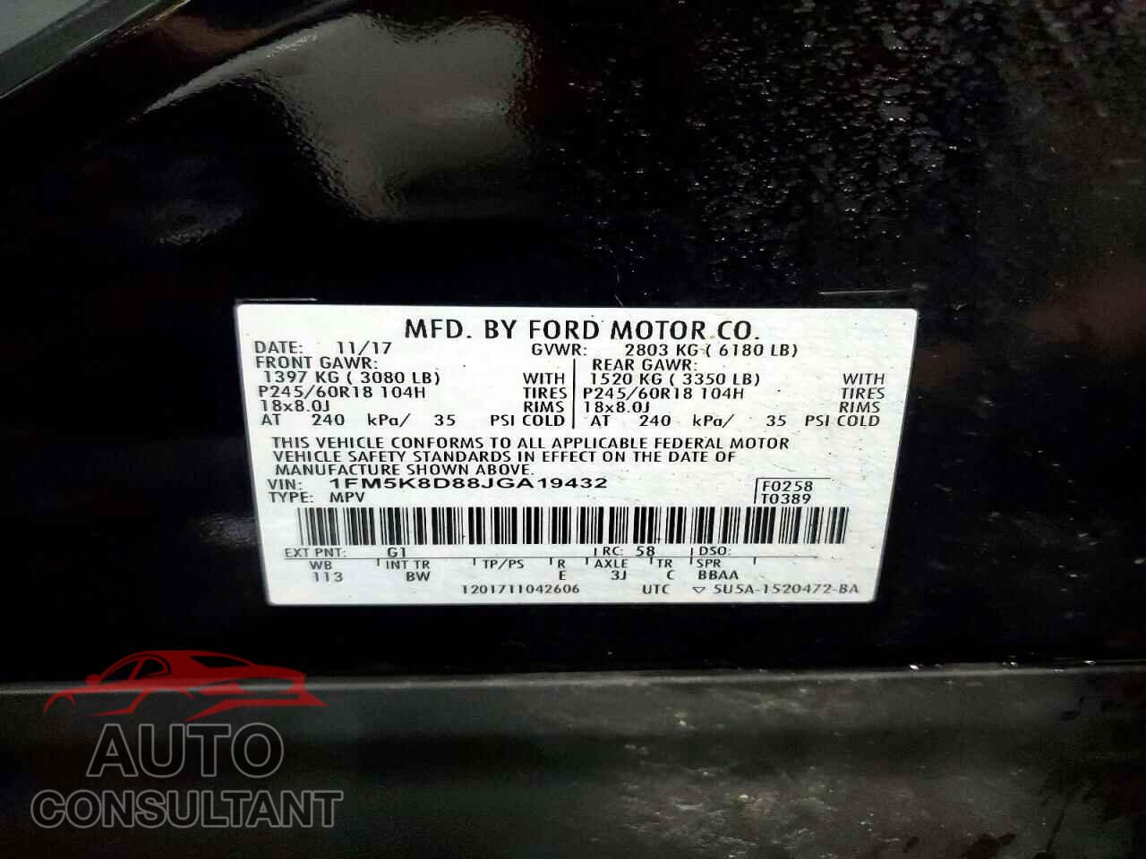 FORD EXPLORER 2018 - 1FM5K8D88JGA19432