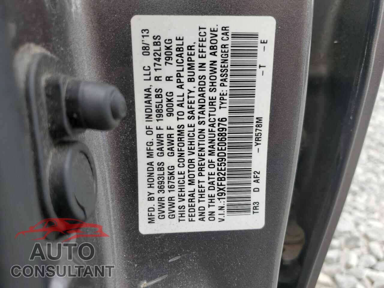 HONDA CIVIC 2013 - 19XFB2E59DE068976