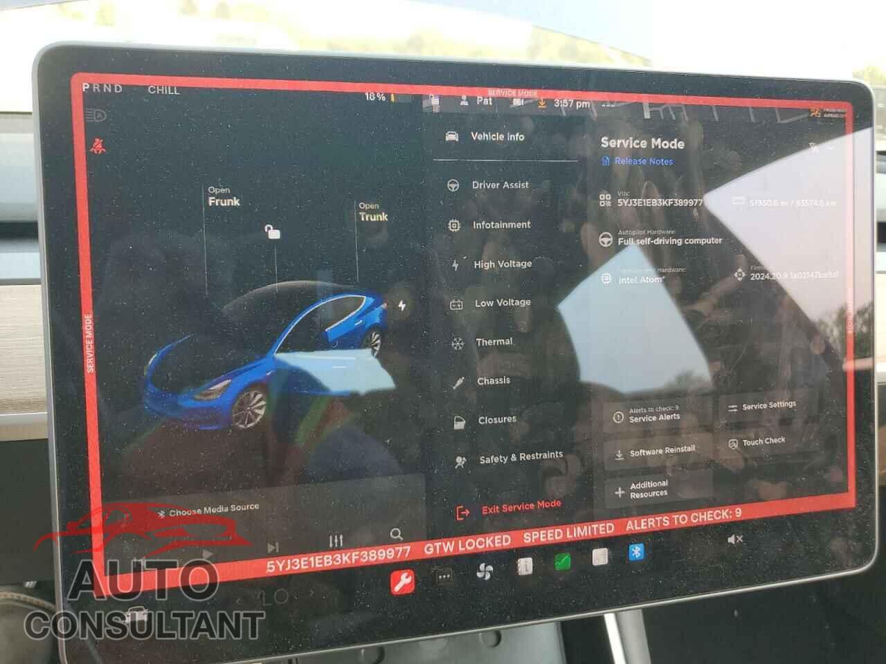TESLA MODEL 3 2019 - 5YJ3E1EB3KF389977