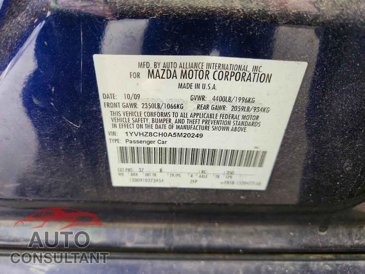 MAZDA 6 2010 - 1YVHZ8CH0A5M20249