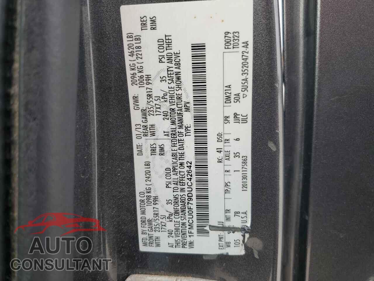 FORD ESCAPE 2013 - 1FMCU0F79DUC42642