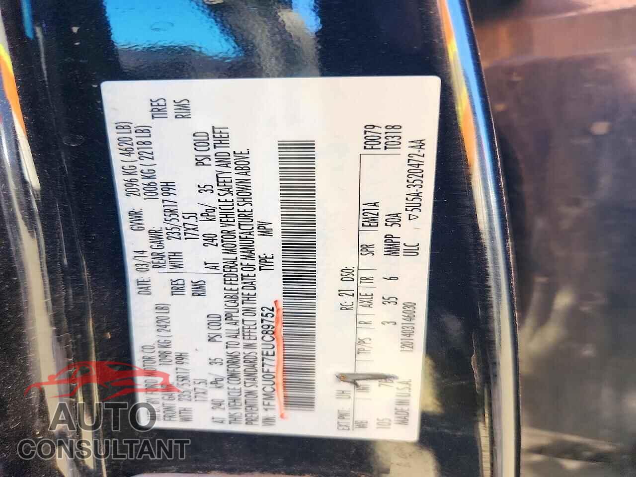 FORD ESCAPE 2014 - 1FMCU0F77EUC89752