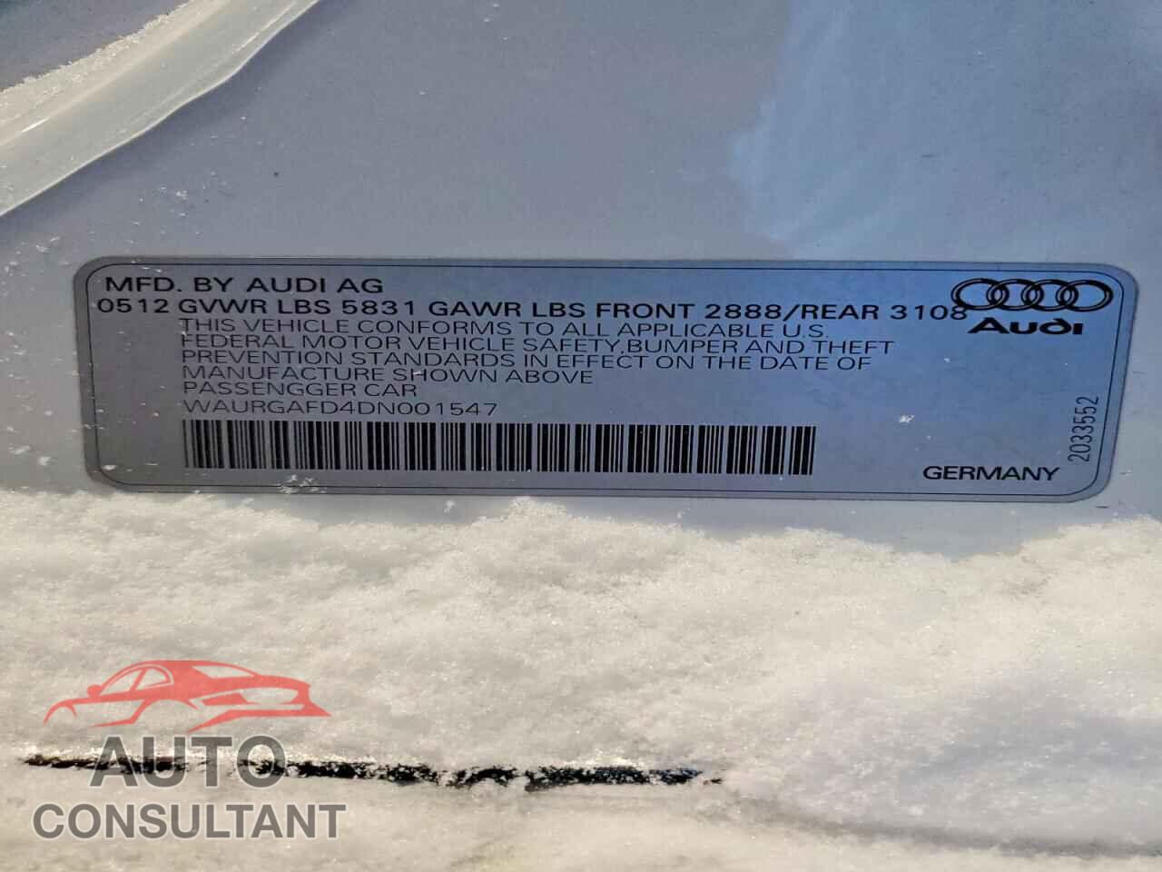 AUDI A8 2013 - WAURGAFD4DN001547