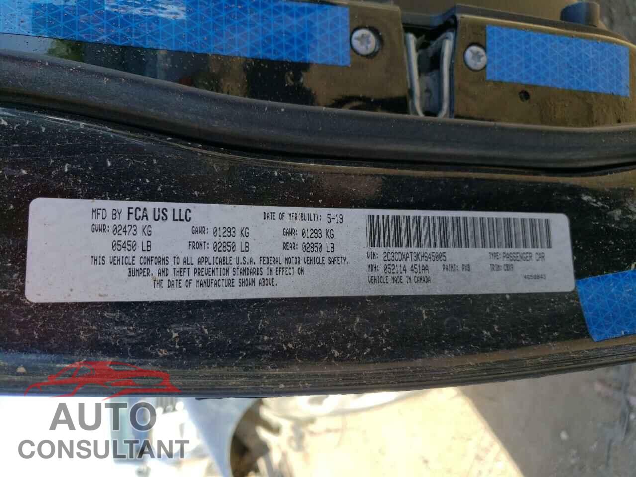 DODGE CHARGER 2019 - 2C3CDXAT3KH645005