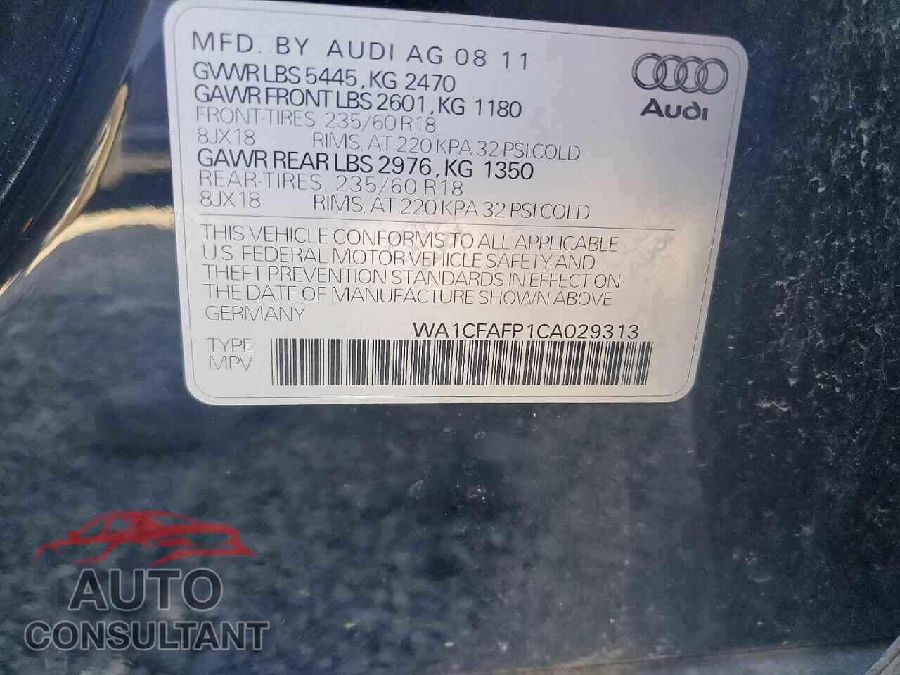 AUDI Q5 2012 - WA1CFAFP1CA029313