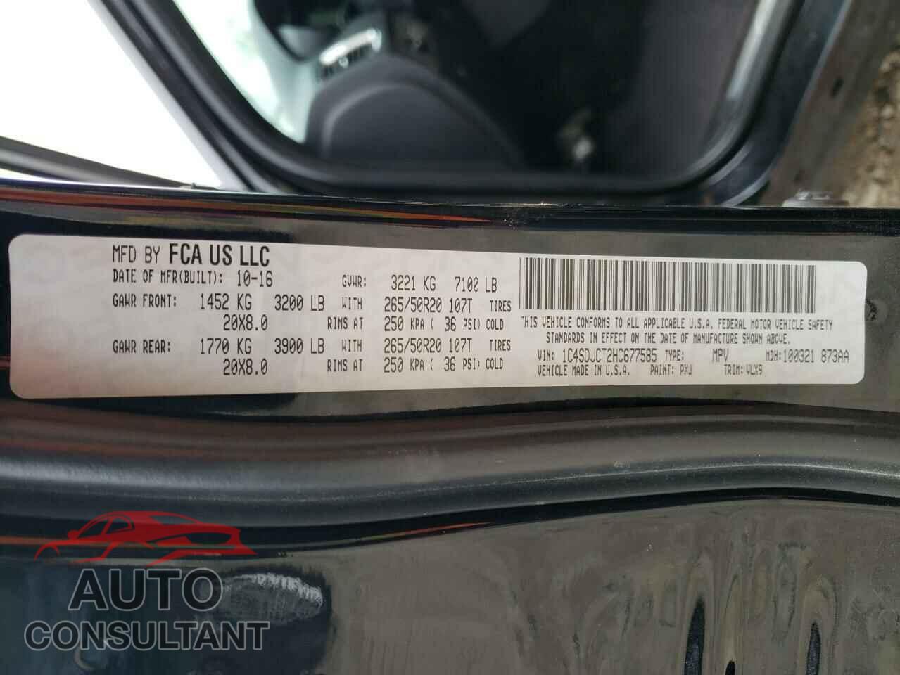 DODGE DURANGO 2017 - 1C4SDJCT2HC677585