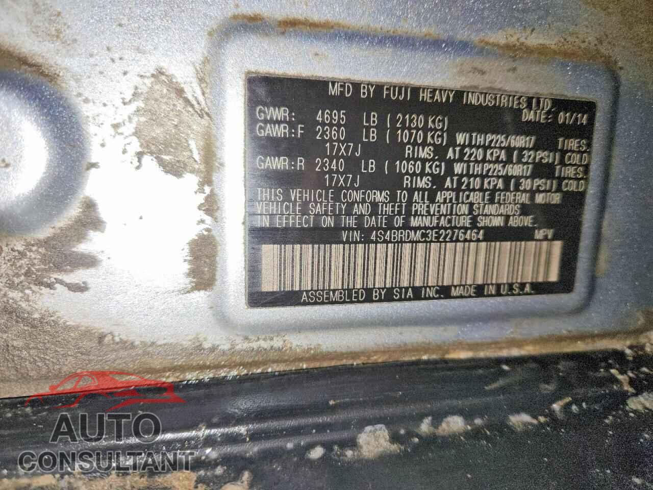 SUBARU OUTBACK 2014 - 4S4BRDMC3E2276464
