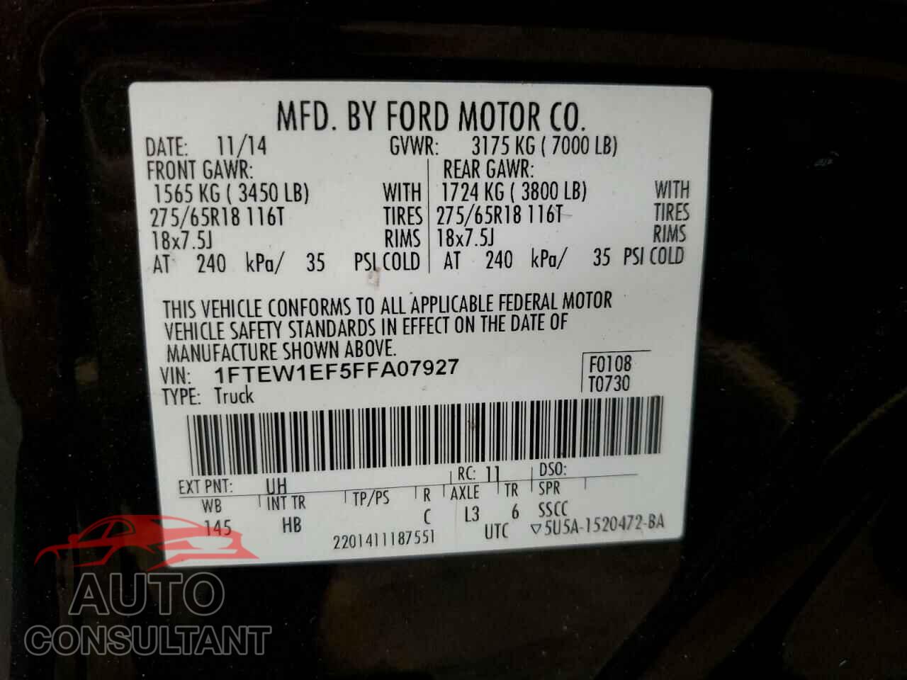 FORD F-150 2015 - 1FTEW1EF5FFA07927