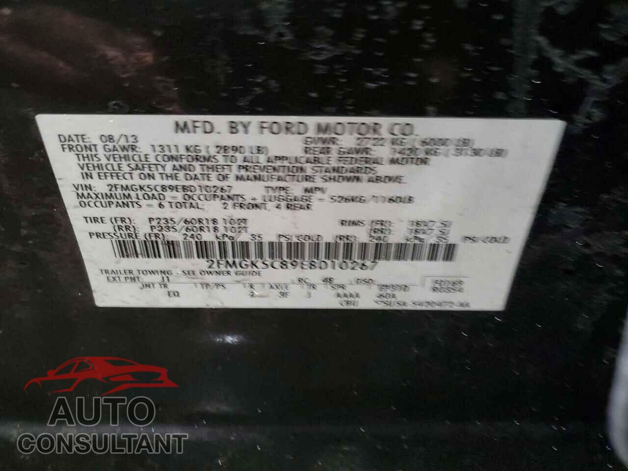 FORD FLEX 2014 - 2FMGK5C89EBD10267