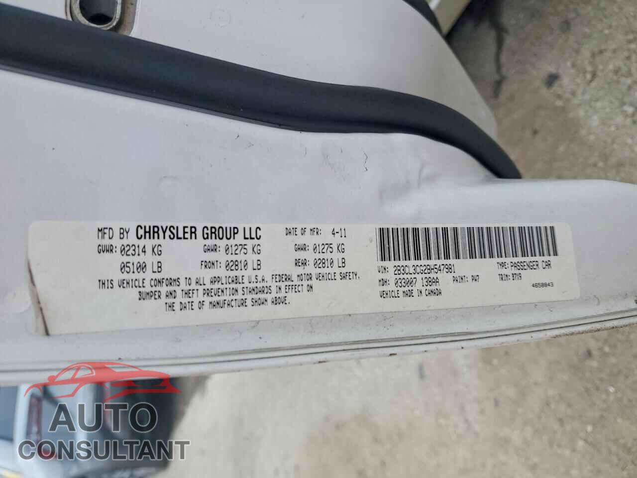 DODGE CHARGER 2011 - 2B3CL3CG2BH547981