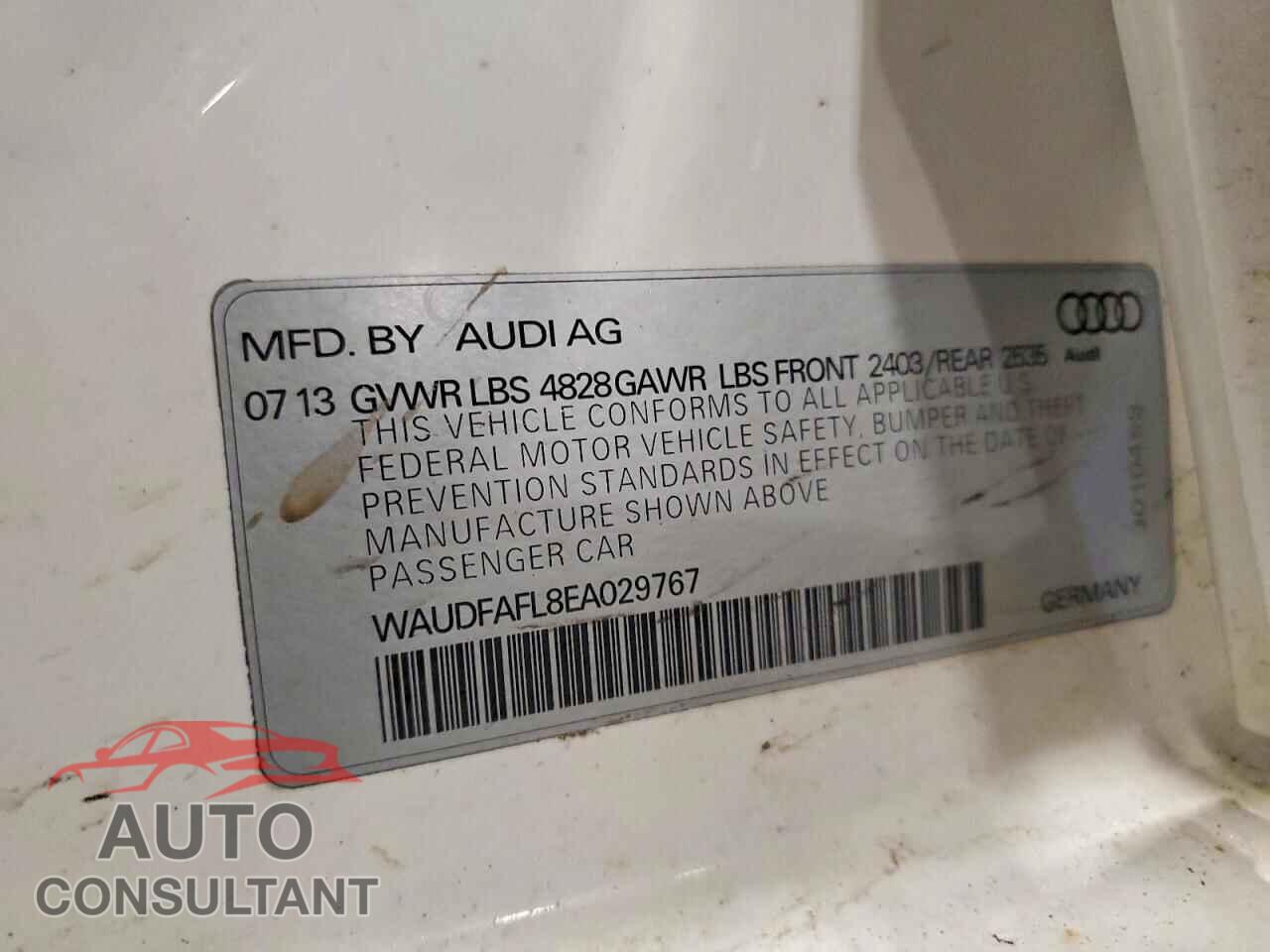 AUDI A4 2014 - WAUDFAFL8EA029767