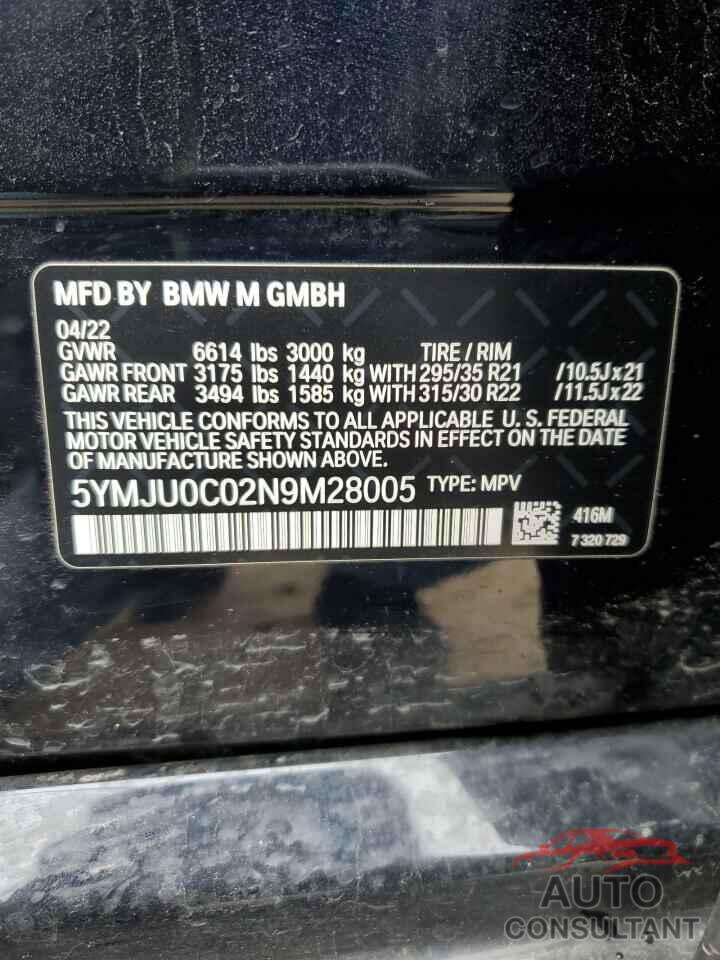BMW X5 2022 - 5YMJU0C02N9M28005