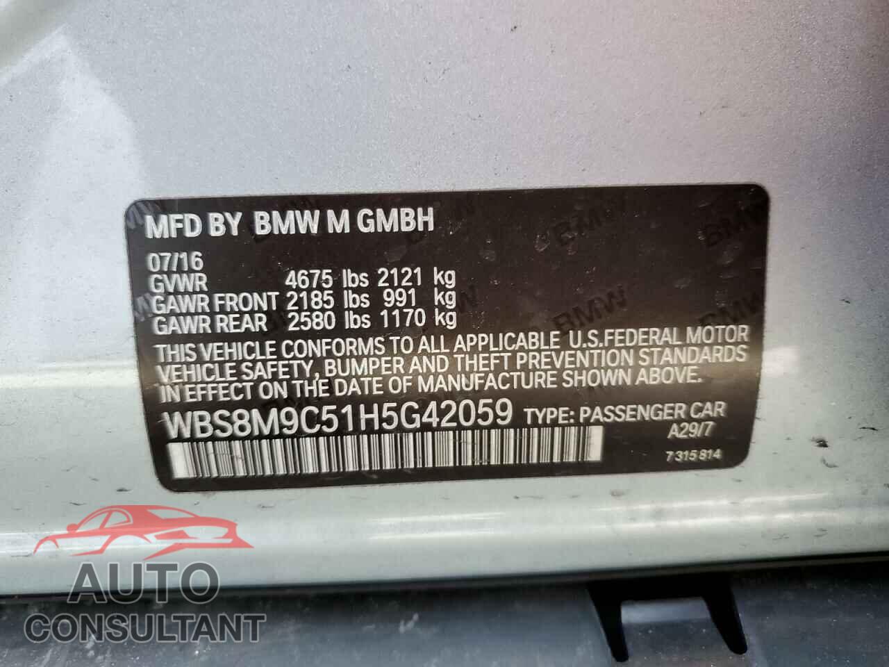 BMW M3 2017 - WBS8M9C51H5G42059