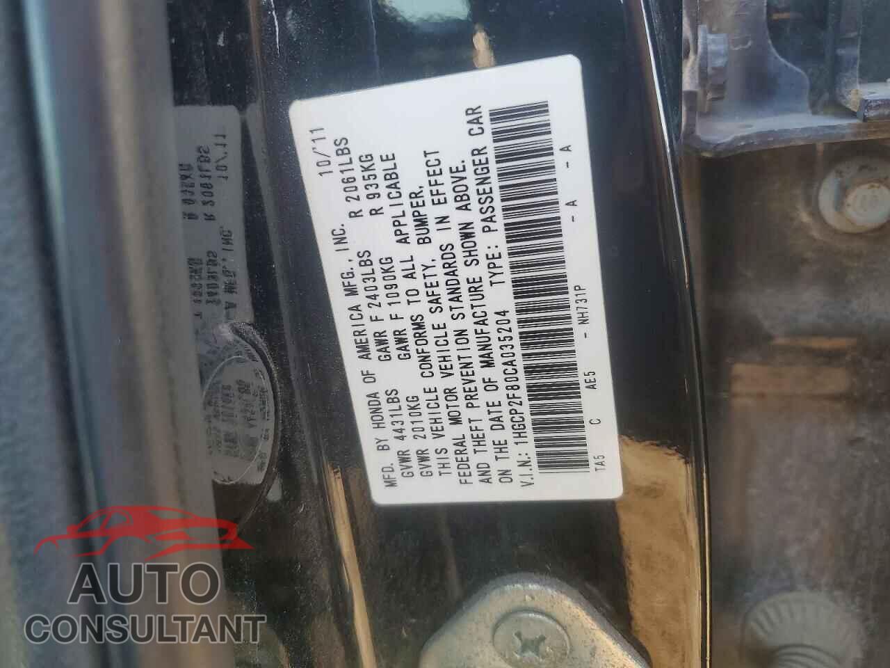 HONDA ACCORD 2012 - 1HGCP2F80CA035204