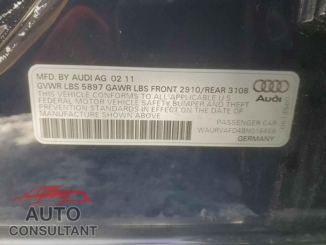 AUDI A8 2011 - WAURVAFD4BN016469
