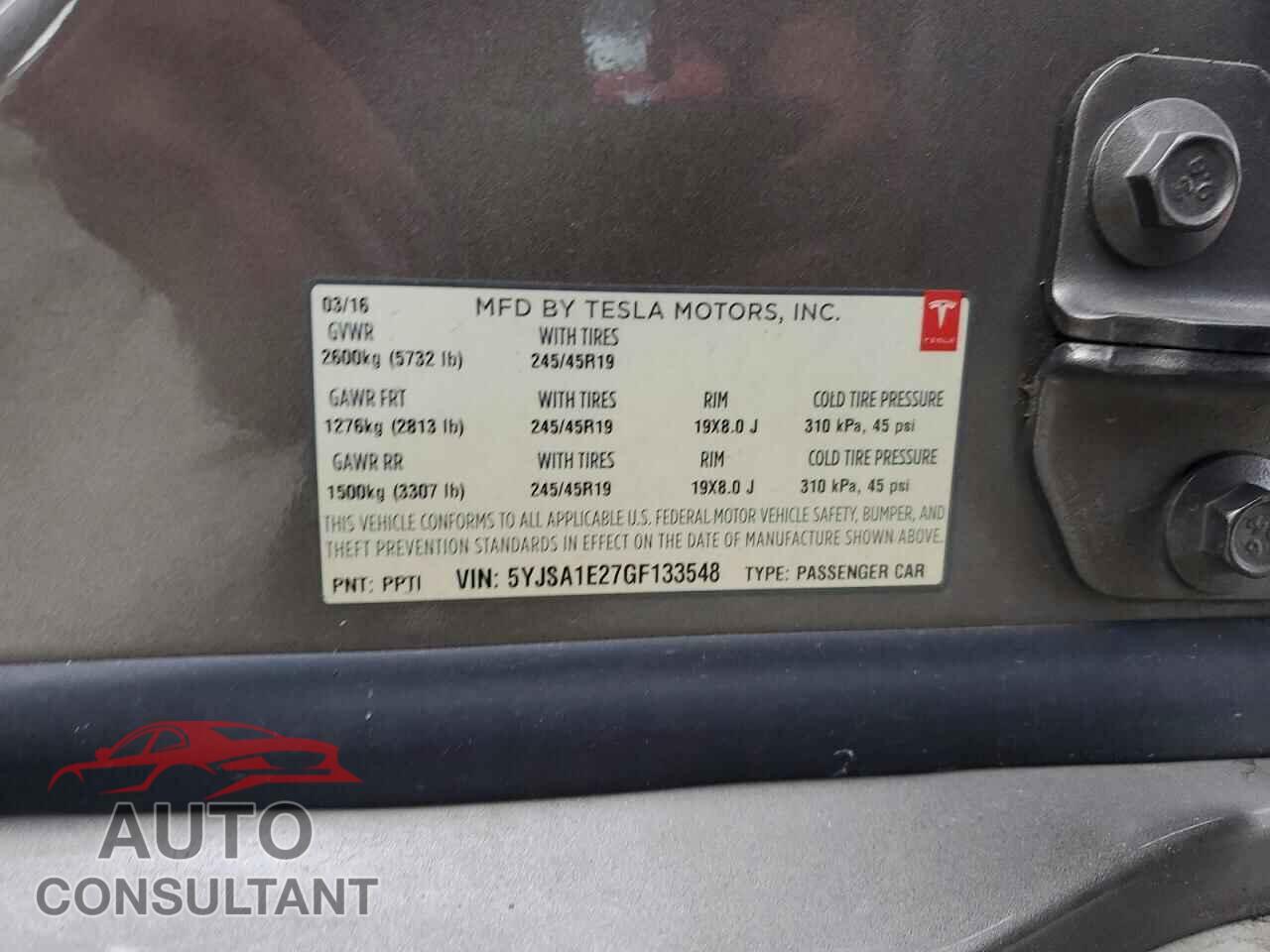 TESLA MODEL S 2016 - 5YJSA1E27GF133548