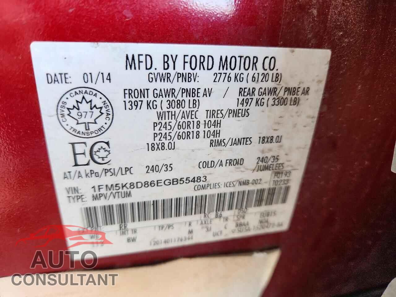 FORD EXPLORER 2014 - 1FM5K8D86EGB55483