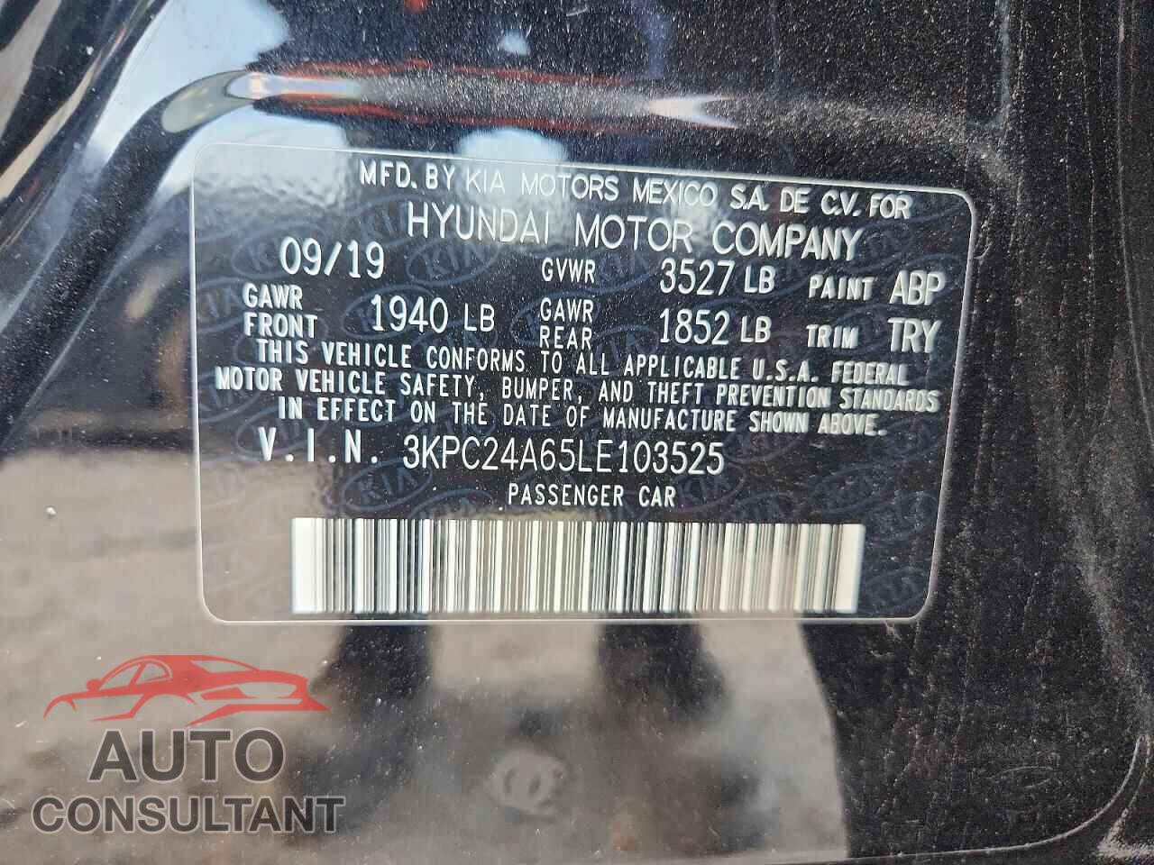 HYUNDAI ACCENT 2020 - 3KPC24A65LE103525