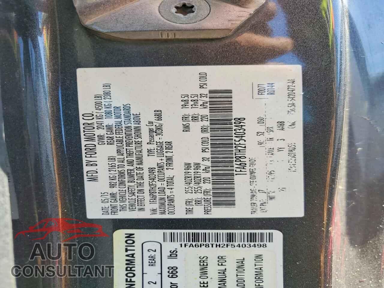 FORD MUSTANG 2015 - 1FA6P8TH2F5403498