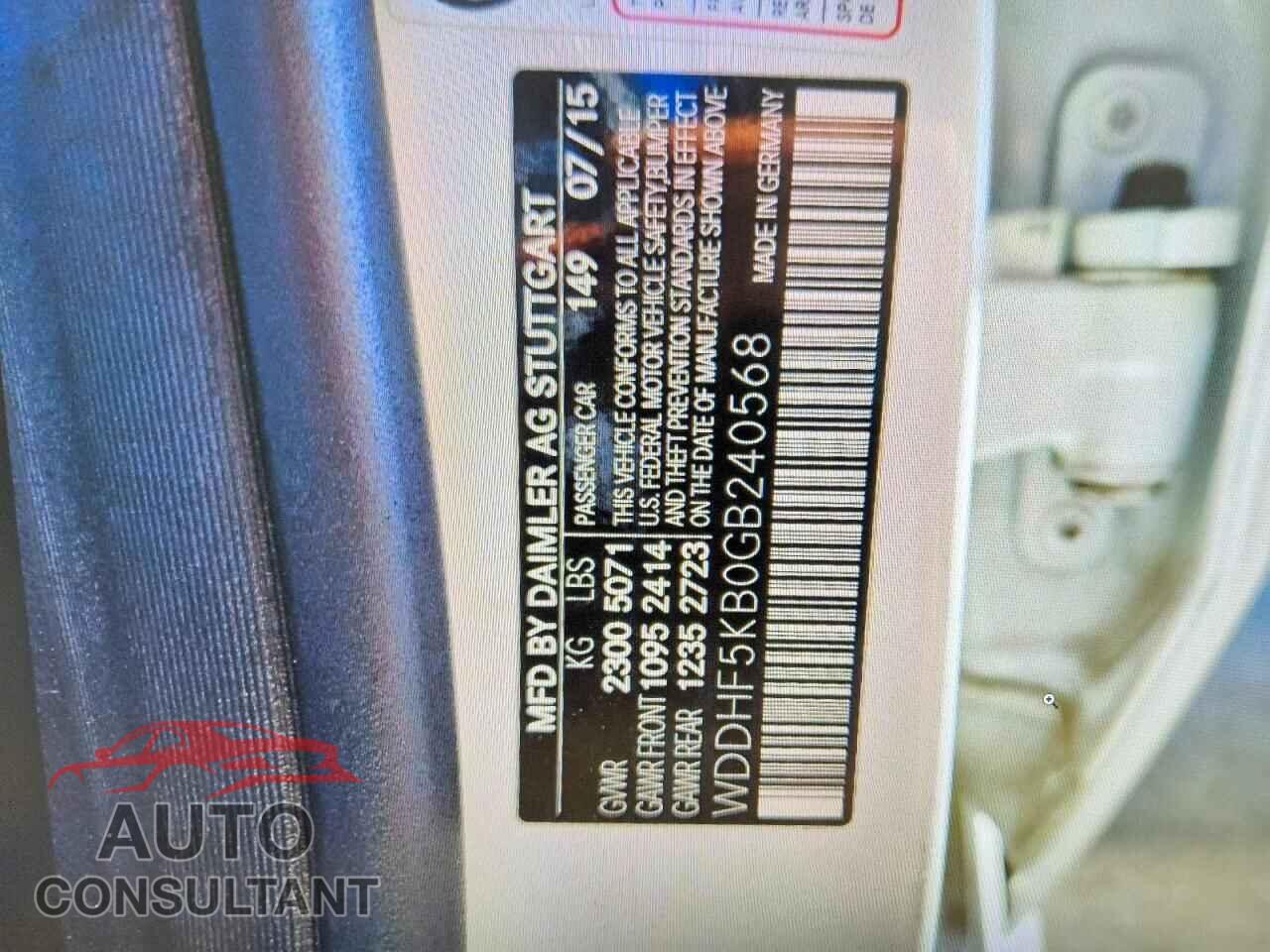 MERCEDES-BENZ E-CLASS 2016 - WDDHF5KB0GB240568