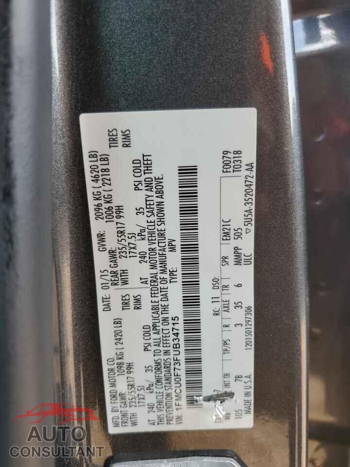 FORD ESCAPE 2015 - 1FMCU0F73FUB34715