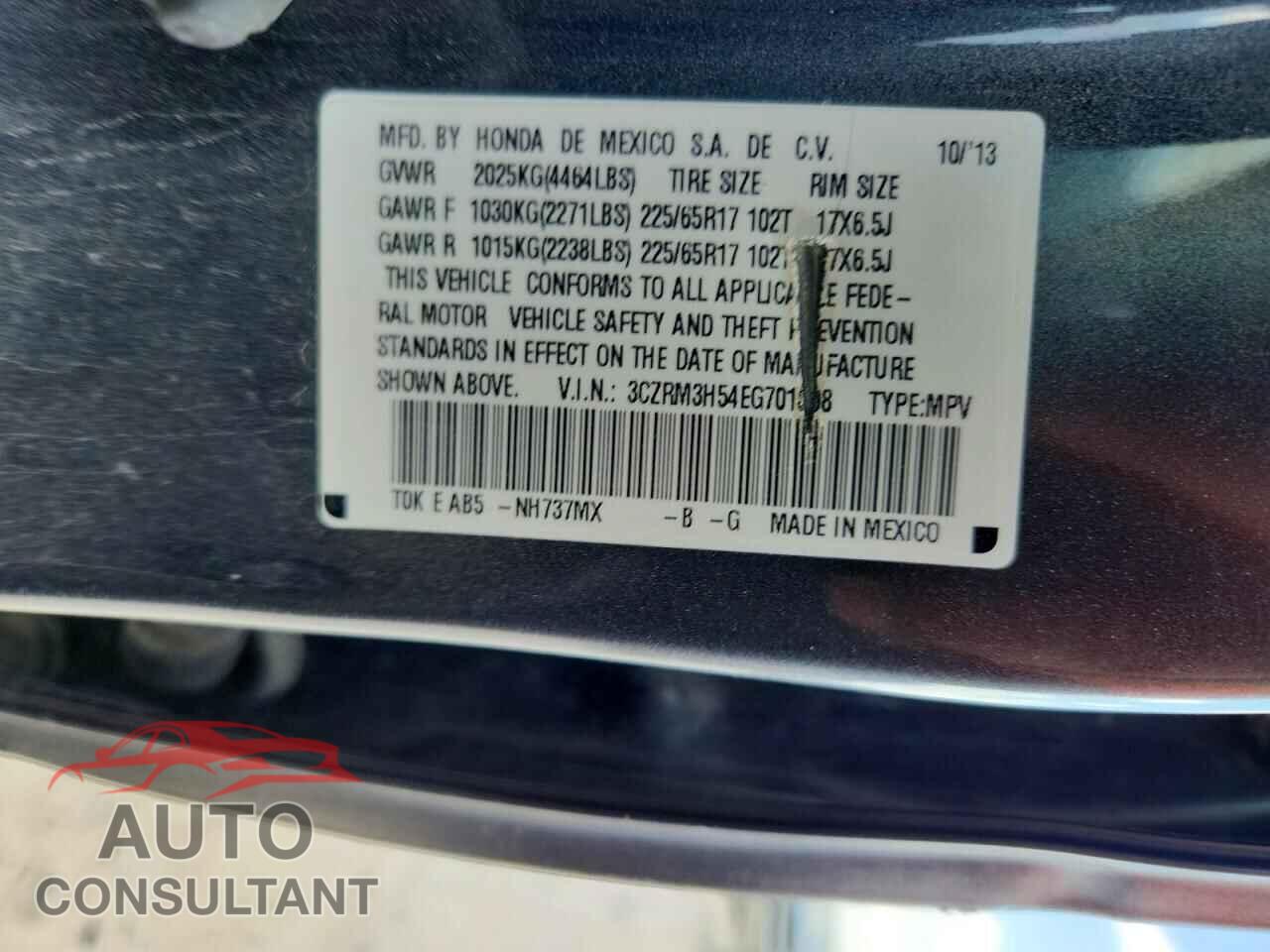 HONDA CRV 2014 - 3CZRM3H54EG701098