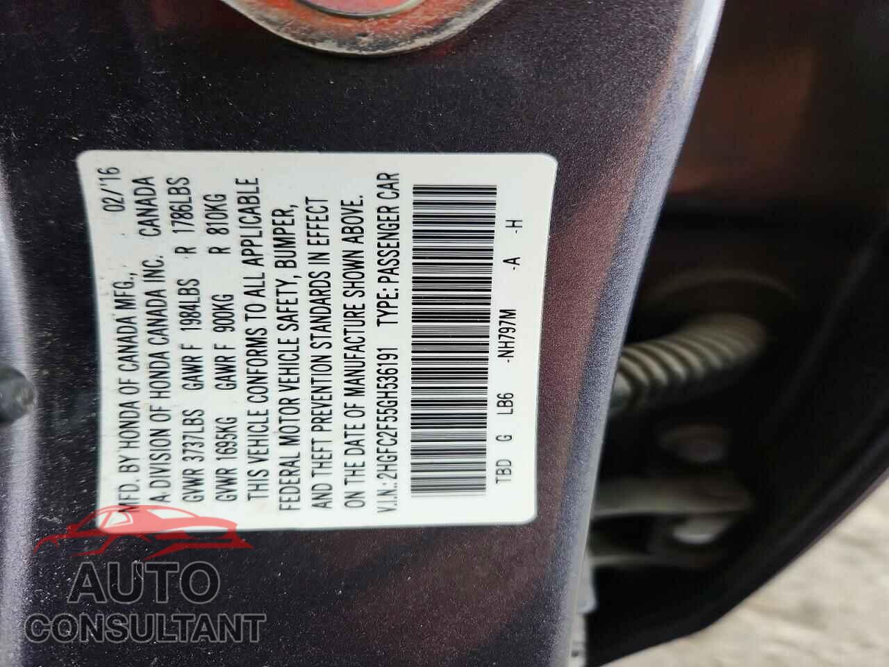 HONDA CIVIC 2016 - 2HGFC2F55GH536191