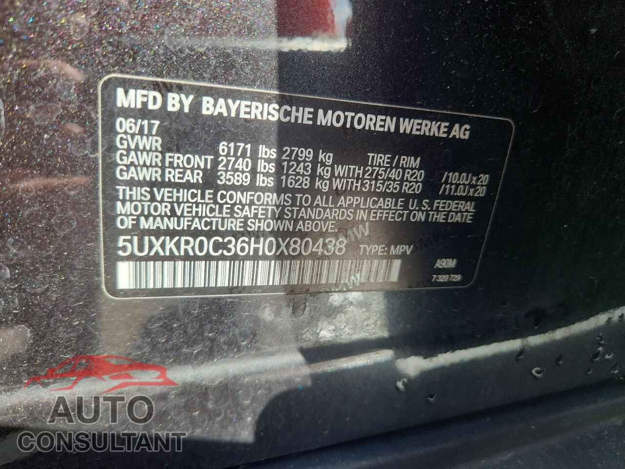 BMW X5 2017 - 5UXKR0C36H0X80438