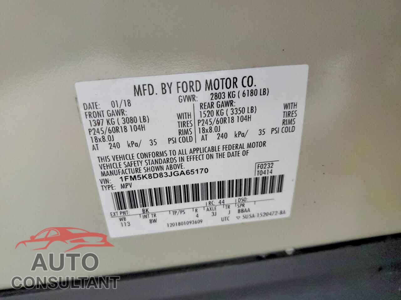 FORD EXPLORER 2018 - 1FM5K8D83JGA65170