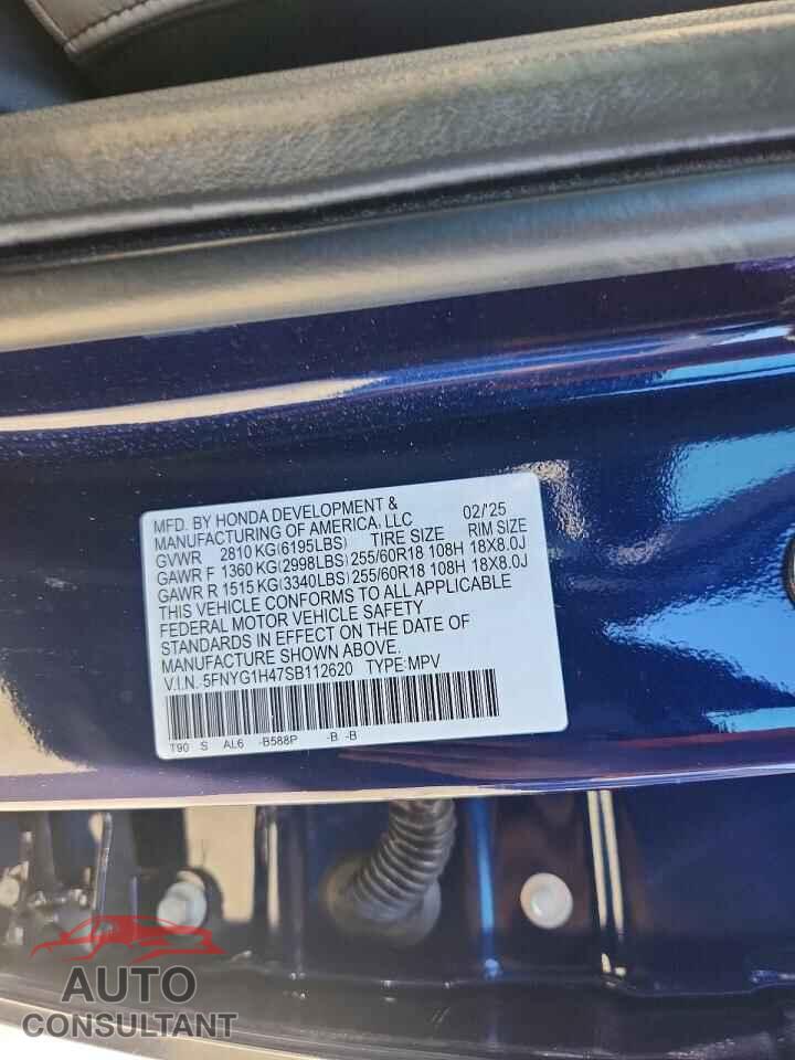 HONDA PILOT 2025 - 5FNYG1H47SB112620