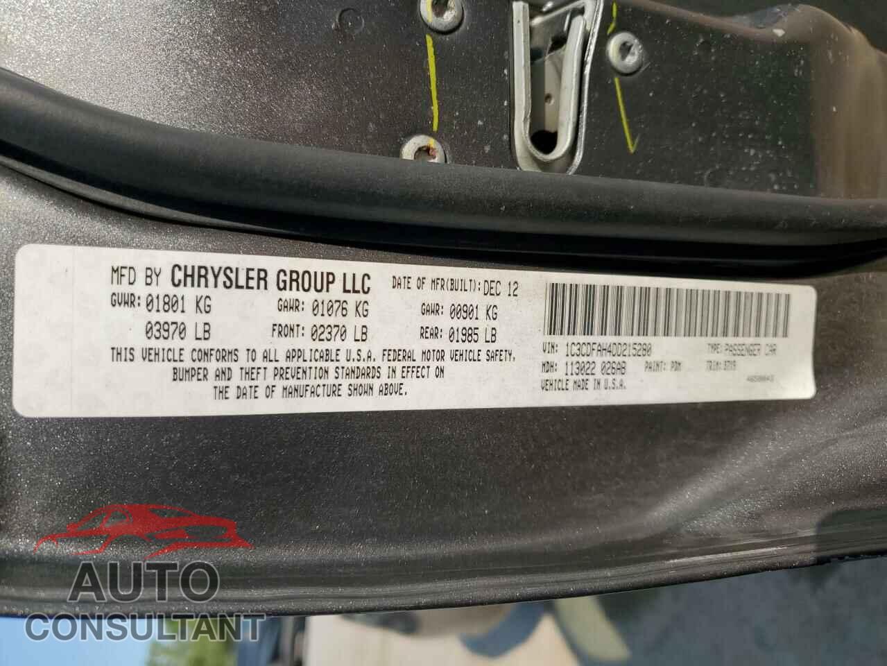 DODGE DART 2013 - 1C3CDFAH4DD215280