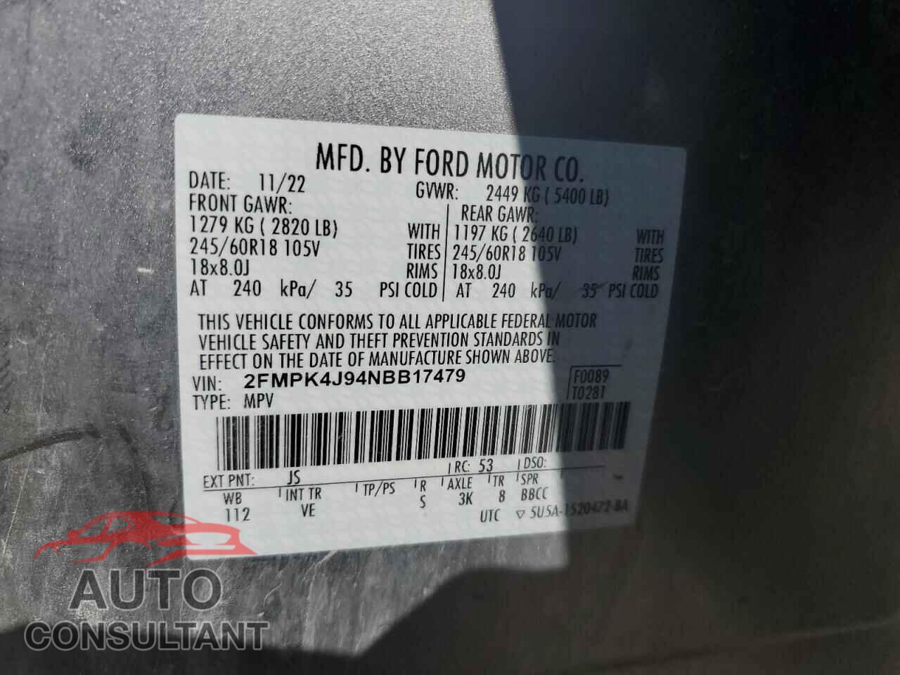 FORD EDGE 2022 - 2FMPK4J94NBB17479