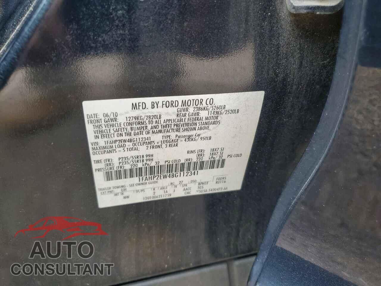 FORD TAURUS 2011 - 1FAHP2EW4BG112341