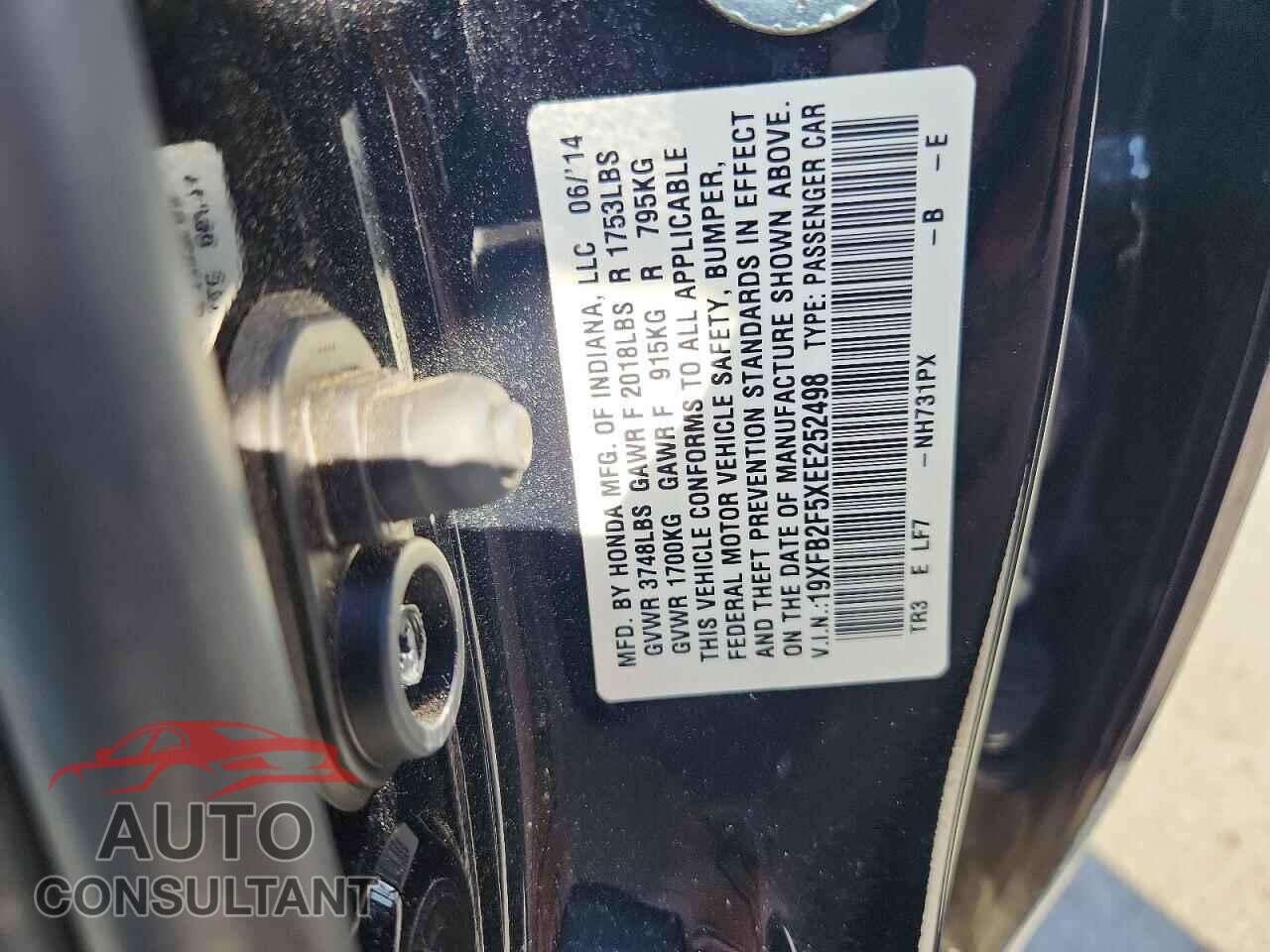 HONDA CIVIC 2014 - 19XFB2F5XEE252498