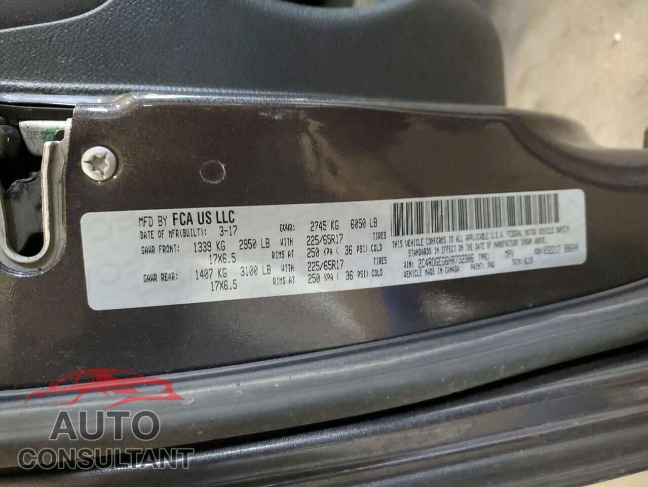 DODGE CARAVAN 2017 - 2C4RDGEG6HR732306