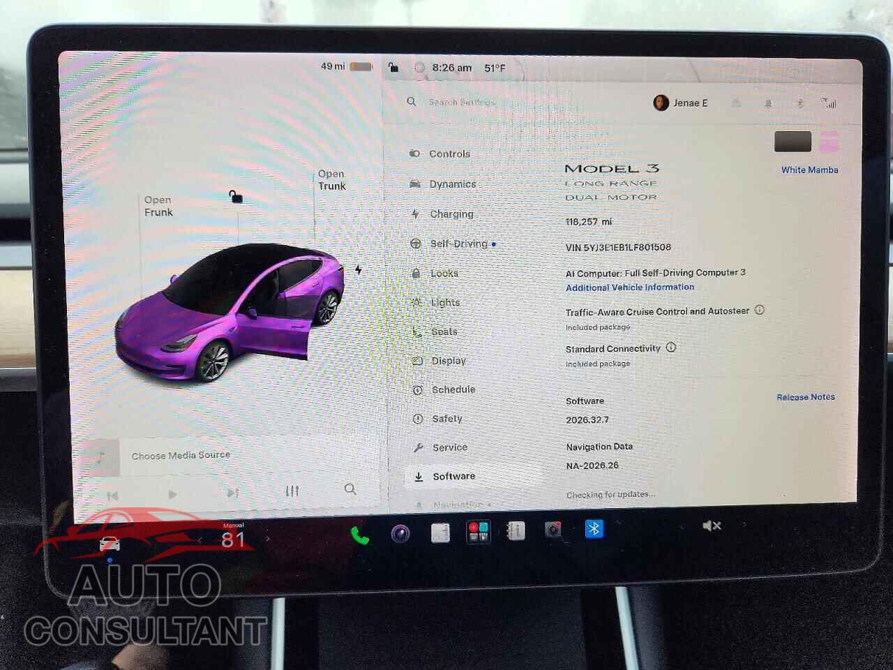 TESLA MODEL 3 2020 - 5YJ3E1EB1LF801508