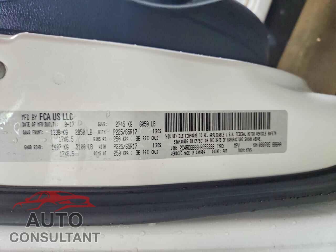 DODGE CARAVAN 2017 - 2C4RDGBG8HR856226