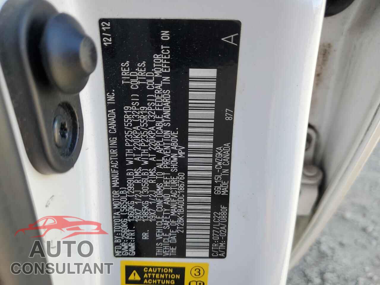 LEXUS RX350 2013 - 2T2BK1BA0DC186760