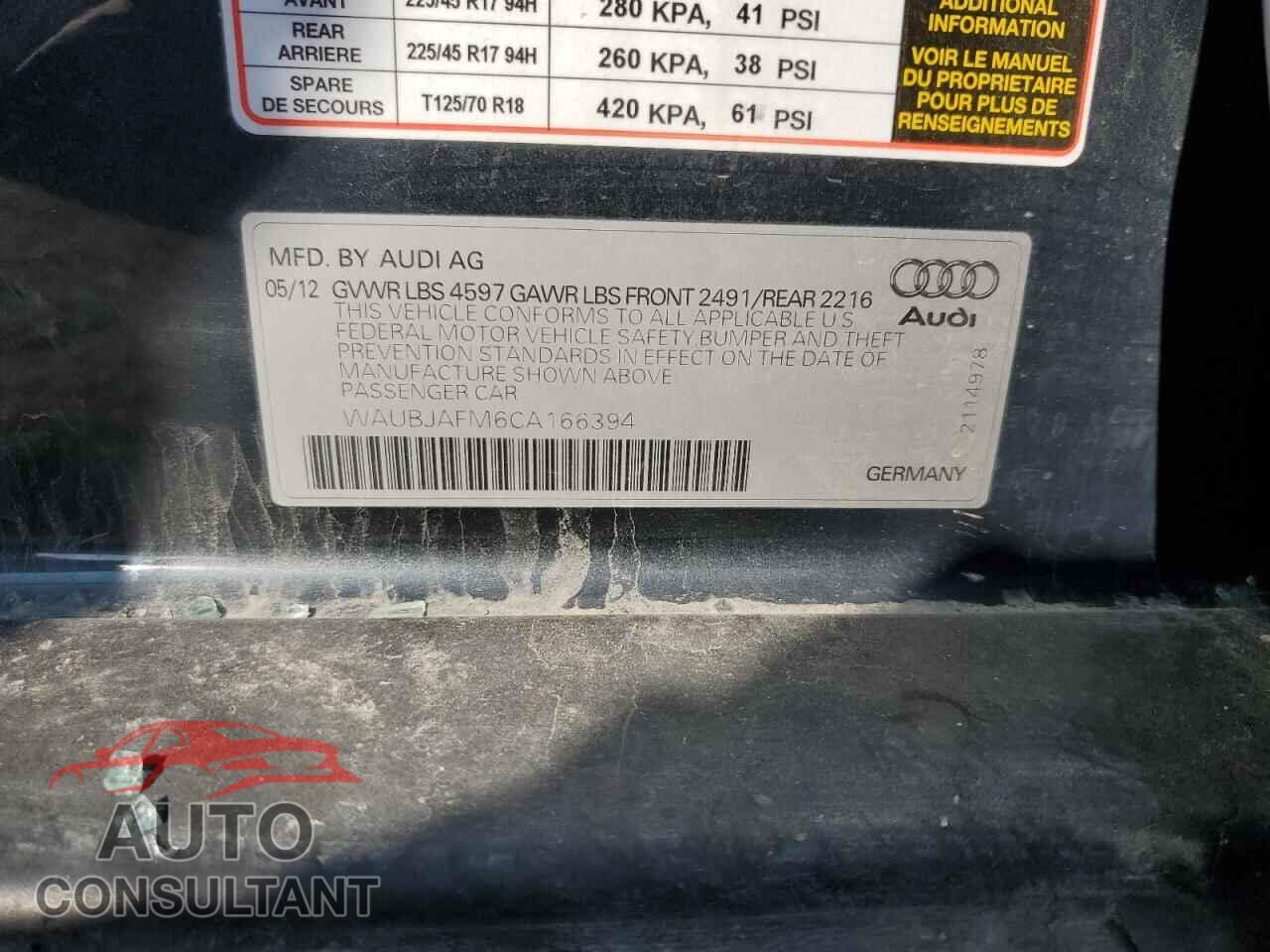 AUDI A3 2012 - WAUBJAFM6CA166394
