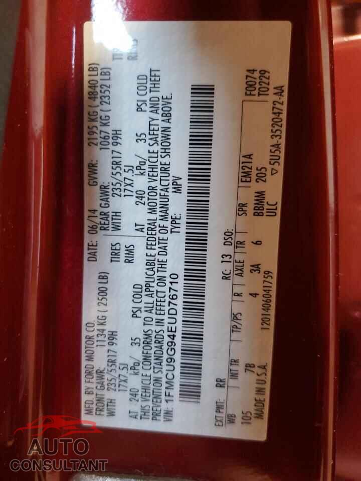 FORD ESCAPE 2014 - 1FMCU9G94EUD76710