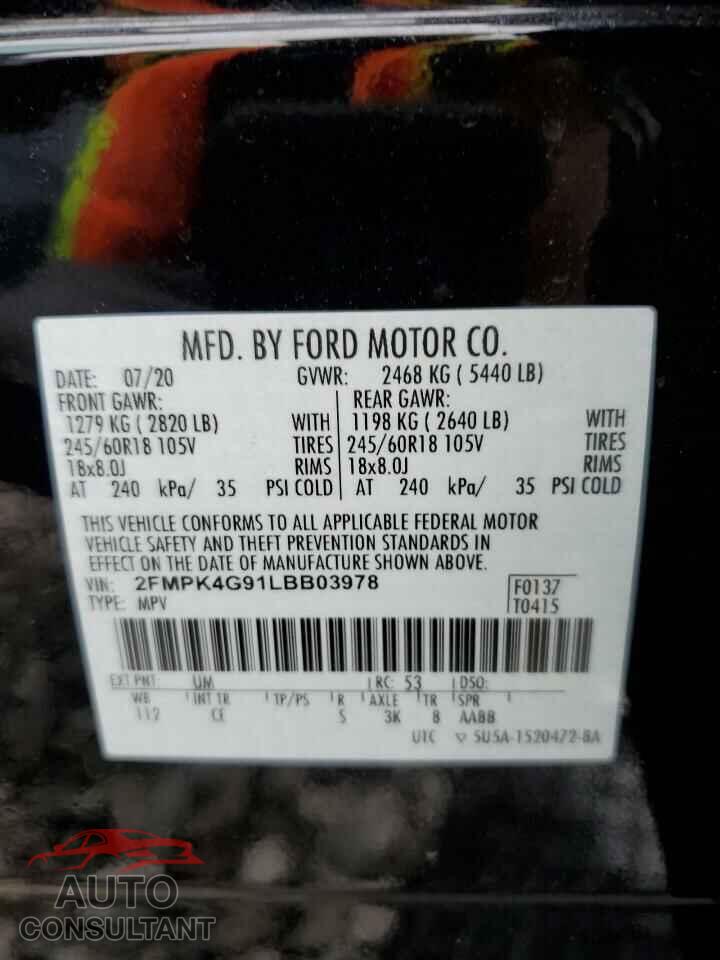 FORD EDGE 2020 - 2FMPK4G91LBB03978