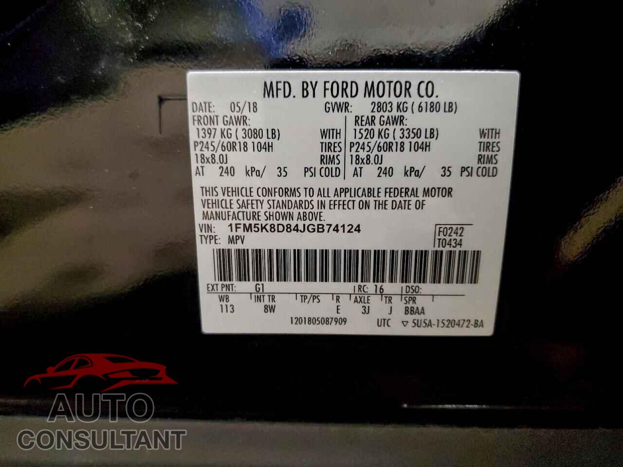 FORD EXPLORER 2018 - 1FM5K8D84JGB74124