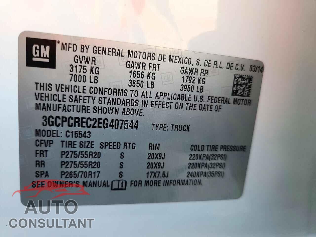 CHEVROLET SILVERADO 2014 - 3GCPCREC2EG407544