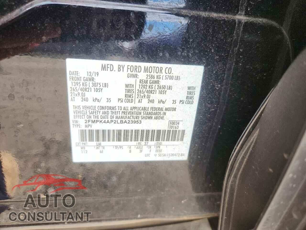 FORD EDGE 2020 - 2FMPK4AP2LBA23953