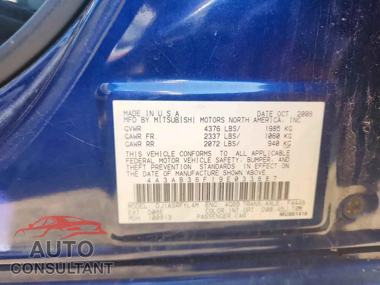 MITSUBISHI GALANT 2009 - 4A3AB36F19E033887