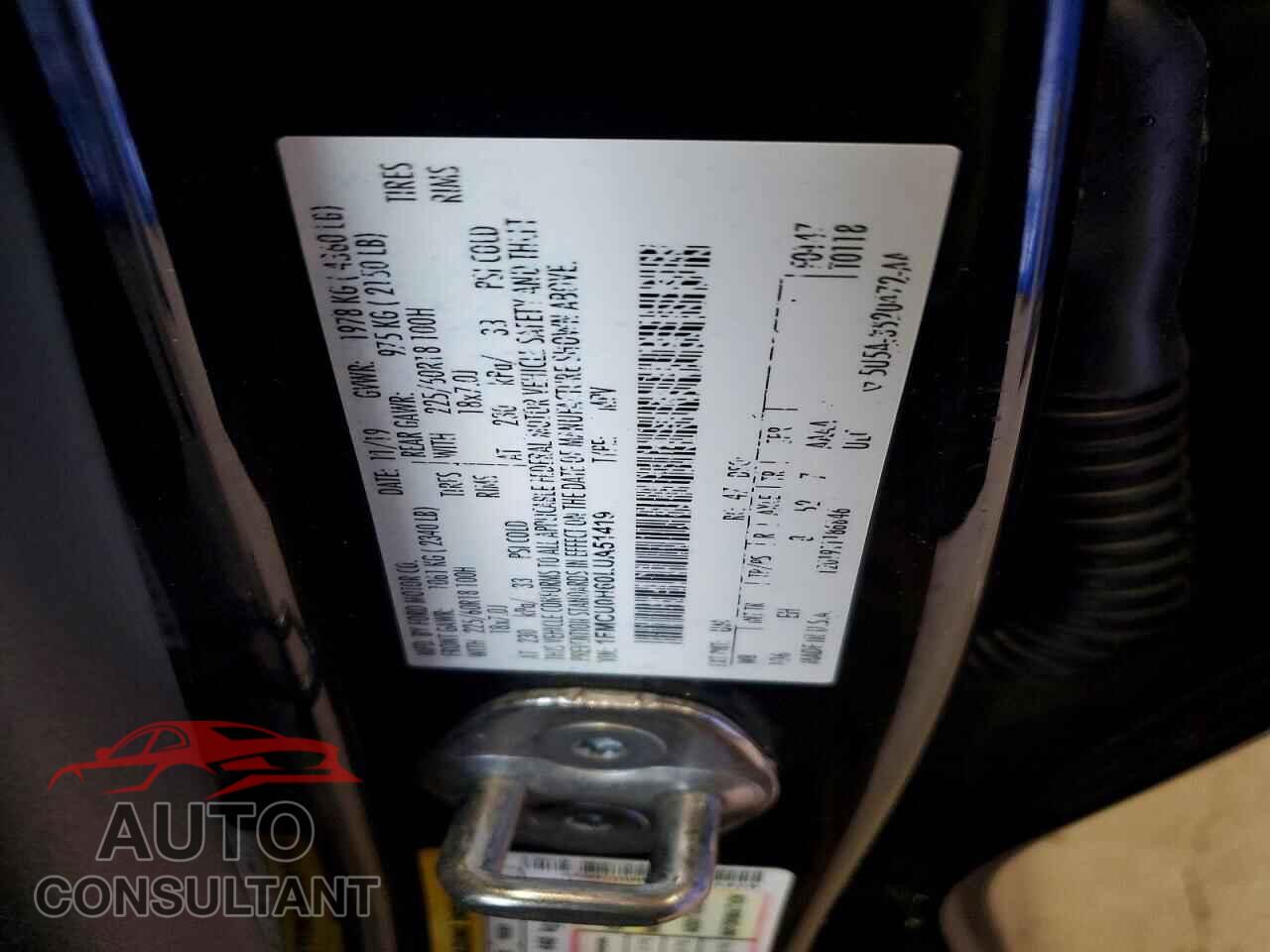 FORD ESCAPE 2020 - 1FMCU0H60LUA51419