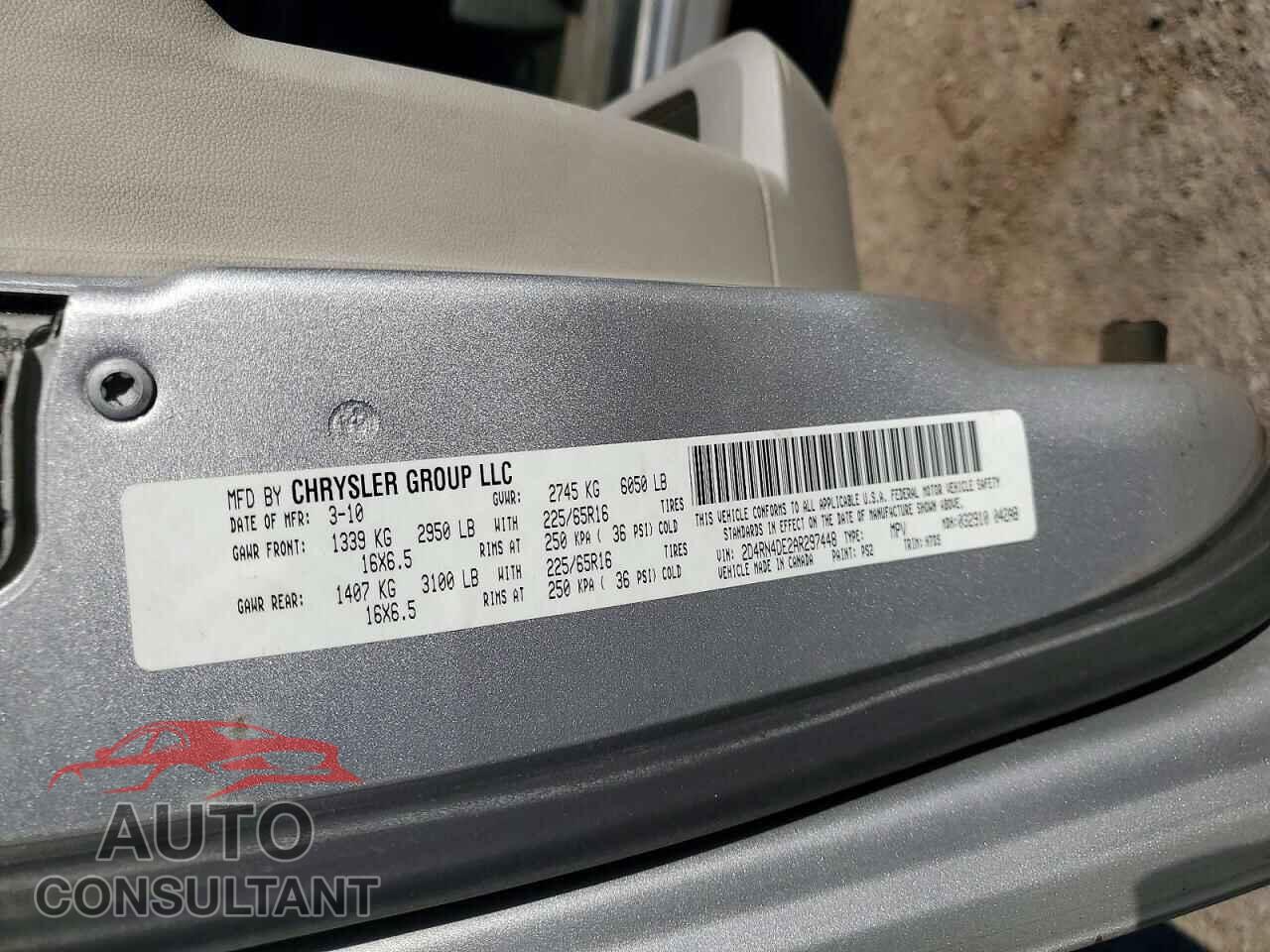 DODGE CARAVAN 2010 - 2D4RN4DE2AR297448